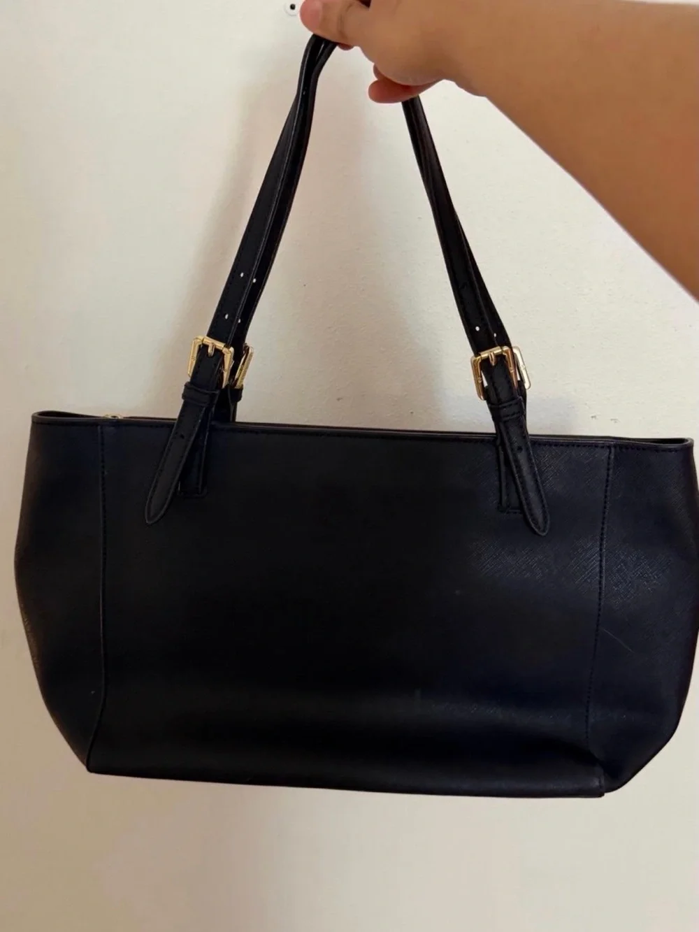 Tory Burch Black Leather tote with gold hardware
